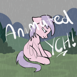 Size: 650x650 | Tagged: safe, artist:lannielona, pony, advertisement, animated, commission, depressed, female, lonely, mare, rain, sad, sketch, solo, upset, wet, wet mane, your character here
