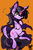 Size: 492x750 | Tagged: safe, artist:tohupo, twilight sparkle, alicorn, bat pony, pony, g4, bat ponified, female, mare, orange background, race swap, red eyes, simple background, solo, twibat, twilight sparkle (alicorn)