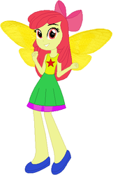 Size: 313x483 | Tagged: safe, artist:selenaede, artist:user15432, apple bloom, fairy, human, equestria girls, g4, bow, clothes, costume, dress, fairy costume, fairy wings, halloween, halloween costume, hasbro, hasbro studios, holiday, shoes, solo, wings, yellow wings