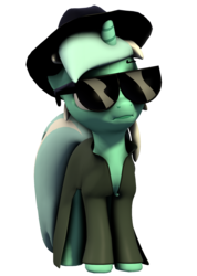Size: 1512x2120 | Tagged: safe, artist:goatcanon, lyra heartstrings, pony, comic:lyra's story, g4, 3d, clothes, comic, disguise, female, hat, simple background, sneak peek, solo, source filmmaker, sunglasses, transparent background, trenchcoat