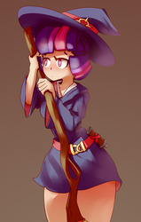 Size: 1224x1920 | Tagged: safe, artist:luxaestas, twilight sparkle, human, g4, broom, female, humanized, little witch academia, witch