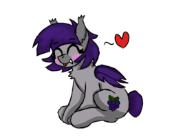 Size: 1217x984 | Tagged: safe, alternate version, artist:darkwolfhybrid, oc, oc only, oc:aella, bat pony, :p, bat pony oc, blushing, chest fluff, colored muzzle, ear fluff, eyes closed, freckles, heart, silly, simple background, sitting, tilde, tongue out, transparent background