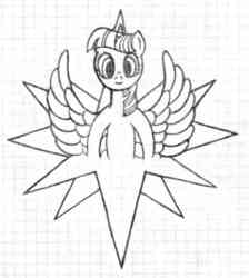 Size: 548x612 | Tagged: safe, artist:mfg637, twilight sparkle, alicorn, pony, g4, cutie mark background, female, graph paper, lined paper, sketch, solo, traditional art, twilight sparkle (alicorn)