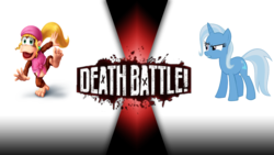 Size: 1920x1080 | Tagged: safe, trixie, ape, pony, unicorn, g4, death battle, dixie kong, donkey kong, donkey kong country, donkey kong country 3: dixie kong's double trouble!, exploitable meme, meme