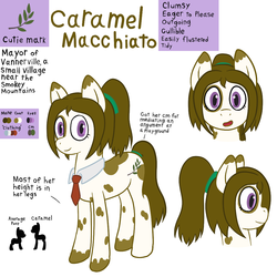 Size: 1000x1000 | Tagged: safe, artist:scraggleman, oc, oc only, oc:caramel macchiato, earth pony, pony, coat markings, female, mare, necktie, pinto, ponytail, reference sheet, solo