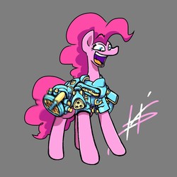 Size: 1280x1280 | Tagged: safe, artist:hotkoin, pinkie pie, earth pony, pony, g4, armor, engine, female, jetpack, rocket, solo