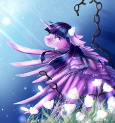 Size: 2822x3000 | Tagged: safe, artist:xkittyblue, twilight sparkle, alicorn, pony, g4, chains, crying, female, high res, mare, solo, twilight sparkle (alicorn)