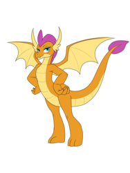 Size: 1200x1600 | Tagged: safe, artist:lurking tyger, smolder, dragon, g4, dragoness, female, older, older smolder, simple background, smiling, solo, white background