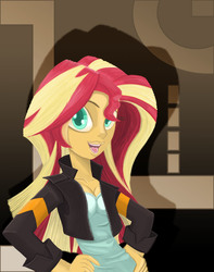 Size: 1080x1368 | Tagged: safe, artist:pelcogo, sunset shimmer, equestria girls, g4, female, open mouth, painting, solo