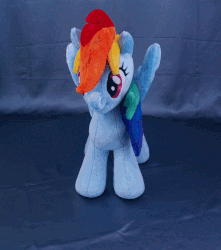 Size: 663x750 | Tagged: safe, artist:adamar44, rainbow dash, g4, animated, irl, perfect loop, photo, plushie, rotating, stop motion