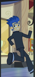 Size: 305x657 | Tagged: safe, screencap, flash sentry, equestria girls, g4, my little pony equestria girls, clothes, cropped, fall formal outfits, male, pants, running, shoes, smiling, solo