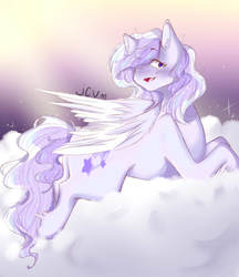 Size: 1900x2200 | Tagged: safe, artist:camillevel, oc, oc only, oc:starstorm slumber, pegasus, pony, cloud, female, happy, smiling, solo