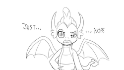 Size: 1152x648 | Tagged: safe, artist:sintakhra, smolder, dragon, tumblr:studentsix, g4, dragoness, female, monochrome, nope, solo