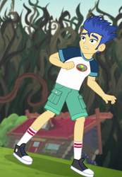 Size: 446x644 | Tagged: safe, screencap, flash sentry, equestria girls, g4, my little pony equestria girls: legend of everfree, camp everfree outfits, clothes, converse, cropped, legs, male, shoes, shorts, sneakers, socks, solo, vine