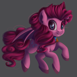 Size: 4092x4092 | Tagged: safe, artist:ailatf, pinkie pie, bat pony, pony, g4, absurd resolution, bat ponified, cute, diapinkes, fangs, female, mare, race swap, smiling, solo