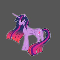 Size: 1920x1920 | Tagged: safe, artist:shirleycreates, twilight sparkle, alicorn, pony, g4, digital art, ethereal mane, female, fimfiction, gray background, mare, simple background, solo, starry mane, twilight sparkle (alicorn), ultimate twilight