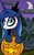 Size: 2984x4848 | Tagged: safe, artist:monsterglad, nightmare moon, princess luna, pony, g4, andy price style, cloud, crescent moon, female, halloween, holiday, i can't believe it's not idw, jack-o-lantern, mare, moon, night, nightmare night, pumpkin, solo, statue, style emulation