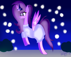 Size: 2000x1600 | Tagged: safe, artist:wonderschwifty, oc, oc only, oc:wonder sparkle, firefly (insect), pony, clothes, costume, dress, hat, night, nightmare night, solo, witch hat