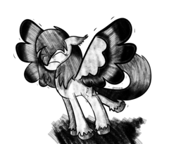 Size: 3399x2785 | Tagged: safe, artist:tkitten16, oc, oc only, oc:fluttering forest, pony, high res, inktober, inktober 2018, monochrome, solo, stretching