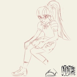 Size: 4096x4096 | Tagged: safe, artist:rairaithepie, sci-twi, twilight sparkle, equestria girls, g4, my little pony equestria girls: better together, absurd resolution, clothes, cute, female, glasses, inktober, looking at you, sketch, skirt, solo, twiabetes, wip