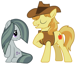 Size: 771x663 | Tagged: safe, braeburn, marble pie, g4, braeble, female, head over boots, jon pardi, male, serenade, shipping, singing, smiling, song reference, straight, youtube link