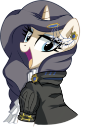 Size: 529x777 | Tagged: safe, artist:pepooni, oc, oc only, oc:queen lunanne, pony, unicorn, buck legacy, blue eyes, female, gem, jabot, jewelry, looking at you, mare, not rarity, purple hair, simple background, solo, transparent background