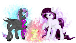 Size: 1024x583 | Tagged: safe, artist:absolitedisaster08, oc, oc only, oc:drygan, oc:forgotten memory, alicorn, dragon, earth pony, pony, female, mare