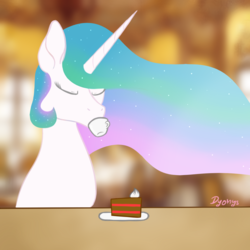 Size: 1181x1181 | Tagged: safe, artist:dyonys, princess celestia, alicorn, pony, g4, cake, cakelestia, food