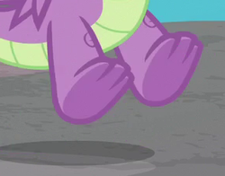 Size: 289x226 | Tagged: safe, screencap, spike, dragon, a matter of principals, g4, claws, cropped, feet, legs, male, pictures of legs, toes, underfoot, winged spike, wings