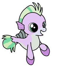 Size: 418x518 | Tagged: artist needed, safe, poppy seagrass, seapony (g4), g4, surf and/or turf, baby seapony (g4), male, open mouth, open smile, simple background, smiling, solo, white background
