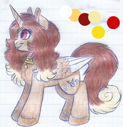 Size: 671x692 | Tagged: safe, artist:69beas, oc, oc only, oc:jessie feuer, pony, female, fluffy, reference sheet, solo, traditional art