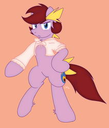 Size: 1355x1600 | Tagged: safe, artist:stec-corduroyroad, oc, oc only, oc:corduroy road, earth pony, pony, bipedal, clothes, hoodie, male, meme, open-chest hoodie, pink, solo, stallion, sweater