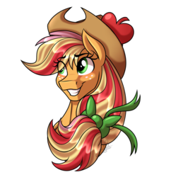 Size: 1024x1058 | Tagged: safe, artist:jack-pie, part of a set, applejack, earth pony, pony, g4, cowboy hat, female, grin, hat, mare, rainbow power, simple background, smiling, solo, stetson, transparent background