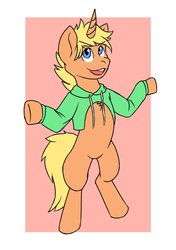 Size: 844x1200 | Tagged: safe, artist:toonarscontent, oc, oc only, oc:jai heart, pony, unicorn, bipedal, clothes, hoodie, open-chest hoodie, sweater
