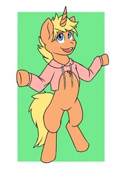 Size: 844x1200 | Tagged: safe, artist:toonarscontent, oc, oc only, oc:jai heart, pony, unicorn, bipedal, clothes, hoodie, open-chest hoodie, sweater