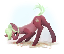 Size: 2416x2059 | Tagged: safe, artist:elzafox, oc, oc only, oc:cocoa mint, earth pony, pony, butt, female, high res, mare, plot, solo