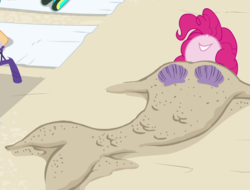 Size: 889x674 | Tagged: safe, screencap, pinkie pie, mermaid, equestria girls, equestria girls specials, g4, my little pony equestria girls: better together, my little pony equestria girls: forgotten friendship, cropped, sand, seashell