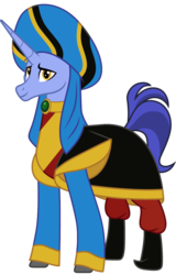 Size: 704x1100 | Tagged: safe, artist:cloudy glow, hoo'far, pony, saddle arabian, unicorn, g4, aladdin and the king of thieves, cassim, clothes, cosplay, costume, disney, male, simple background, solo, stallion, transparent background