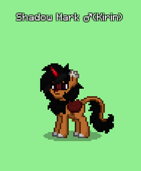 Size: 281x343 | Tagged: safe, artist:nukarulesthehouse1, oc, oc only, kirin, pony, pony town, bio, black mane, game, male, solo