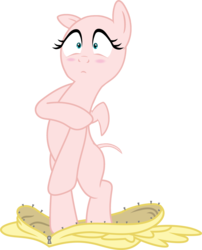 Size: 2667x3299 | Tagged: safe, artist:echoes111, artist:hourglass-vectors, artist:masem, artist:porygon2z, edit, edited edit, editor:slayerbvc, fluttershy, pegasus, pony, g4, bald, bipedal, blushing, covering, embarrassed, embarrassed nude exposure, female, fluttershy suit, furless, furless edit, high res, mare, naked rarity, nude edit, nudity, plucked wings, pony costume, ponysuit, shaved, shaved tail, simple background, solo, transparent background, undressing, unzipped, wide eyes, zipper
