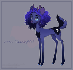 Size: 1674x1596 | Tagged: safe, artist:sarkarozka, princess luna, deer, deer pony, g4, artemabetes, buck, cute, deerified, freckles, headcanon, male, prince artemis, rule 63, rule63betes, species swap, stallion