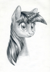 Size: 1200x1719 | Tagged: safe, artist:maytee, twilight sparkle, pony, g4, bust, female, grayscale, mare, monochrome, solo, traditional art