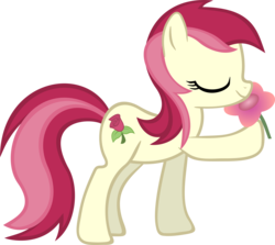 Size: 5000x4456 | Tagged: safe, artist:rainbowrage12, roseluck, earth pony, pony, g4, absurd resolution, eyes closed, female, flower, mare, raised hoof, show accurate, simple background, solo, transparent background