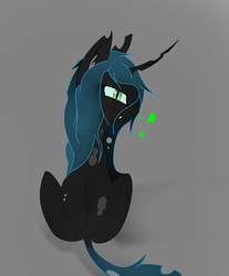 Size: 2072x2504 | Tagged: safe, artist:groomlake, edit, queen chrysalis, changeling, changeling queen, g4, colored, cute, cutealis, female, heart, high res, looking at you, love, simple background, solo, spots