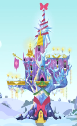 Size: 603x977 | Tagged: safe, screencap, g4, my little pony best gift ever, building, castle, cropped, decoration, no pony, snow, twilight's castle