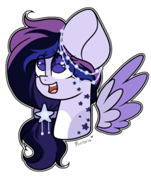 Size: 916x1076 | Tagged: safe, artist:mintoria, oc, oc only, oc:pandora, pegasus, pony, bust, female, mare, no pupils, portrait, simple background, solo, starry eyes, transparent background, wingding eyes