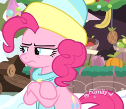 Size: 1252x1080 | Tagged: safe, screencap, pinkie pie, earth pony, pony, g4, my little pony best gift ever, clothes, cropped, crossed arms, female, hat, mare, pinkie pie is not amused, scarf, snow, solo, unamused, winter outfit
