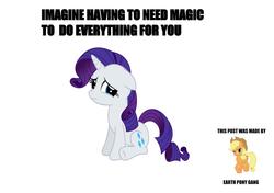 Size: 1013x713 | Tagged: safe, applejack, rarity, earth pony, pony, unicorn, g4, bigotjack, caption, crying, duo, earth pony master race, female, image macro, m14 gang, mare, meme, mouthpiece, op is a duck, op is trying to start shit, out of character, propaganda, shitposting, simple background, text, this post was made by x gang, white background