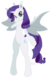 Size: 1447x2251 | Tagged: safe, artist:棘有棘無棘棘, rarity, bat pony, semi-anthro, g4, arm hooves, bat ponified, female, looking at you, race swap, raribat, simple background, solo, white background