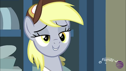Size: 960x540 | Tagged: safe, screencap, derpy hooves, pegasus, pony, g4, my little pony best gift ever, female, lidded eyes, mare, solo